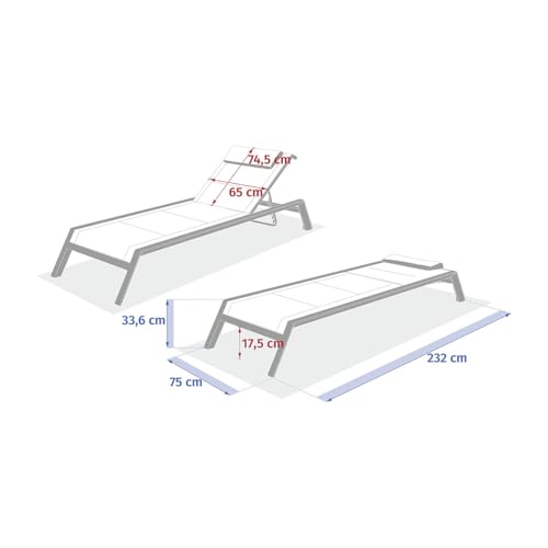 Transat inclinable Allure 5 positions empilable et anti-rouille Hespéride - 4