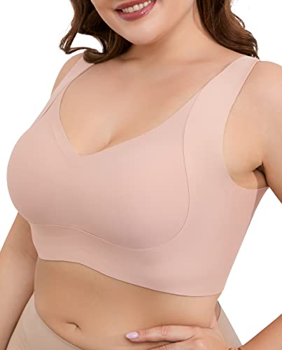 Xcutting Soft Sleep Wirefree Bras for Women Full Coverage No Underwire Everyday Bras Comfortable Sports Bras Padded Pink X-Large - Image 4