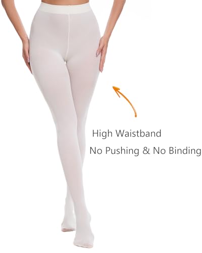 Image of DUCMODA Womens 80 Denier Opaque Tights, Women's Soft Solid Color Footed Pantyhose, High Waist Stocking with 30+ Colors