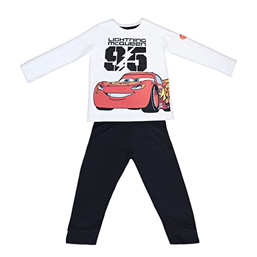 Nuevo Pijama niño Cars, Conjunto pantalón y Camiseta Manga Larga diseño Lightning Mcqueen, 100%...