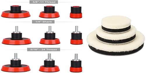 Image of DIY Crafts 5 Kit Of 29 Pcs = 145 Pcs, Multi Color, Buffing and Polishing Pad Kit with 1 inch, 2 inch, 3 inch Kit with 5 /8 inch-11 Thread Backing pad & Adapters for Car S(5 Kit Of 29 Pcs = 145 Pcs, Multi Color)