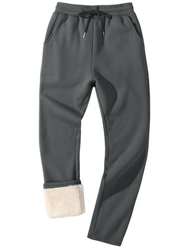 Flygo Men's Fleece Lined Sherpa Sweatpants Winter Warm Pants Jogger Lounge Athletic Pant with Pockets