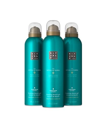 RITUALS The Ritual of Karma Value Pack con 3 Espumas – Geles con Aroma a Flor de Loto y Té Blanco, Gel Calmante, 3 x 200 ml