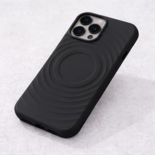 Image of amazon basics Shockproof Case for iPhone 12 Pro Max | Ripple Pattern | Camera Protection | Protective Cover with Enhanced Grip & Wireless Charging Support - Black