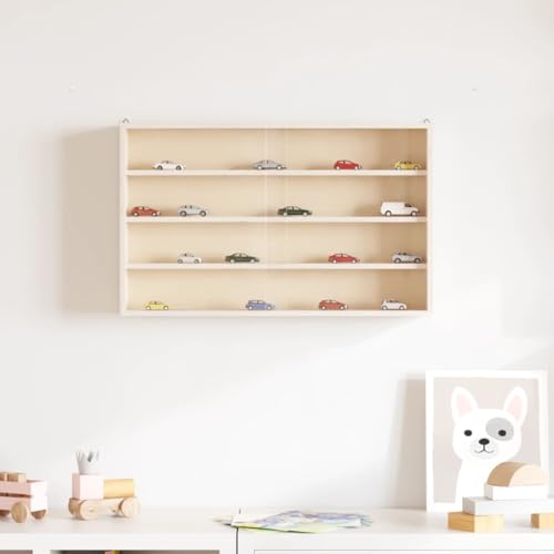 Vitrine murale pour modèles de voitures et figurines en bois