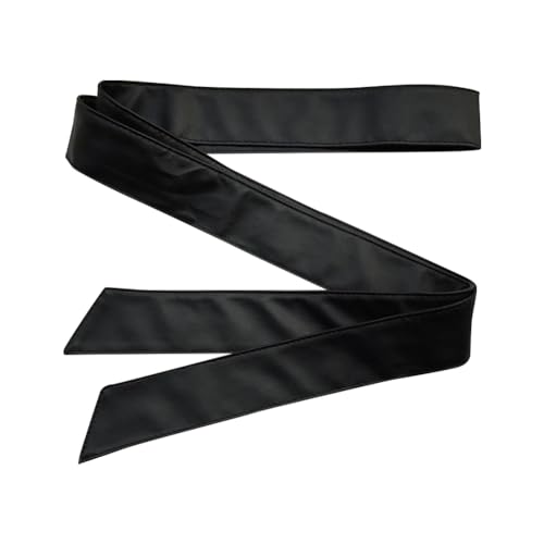 UUYYEO 180cm PU Leather Belt Long Sash Belt Women OBI Belt Waist Band Waistband Belts Overcoat Belt Replacement Black
