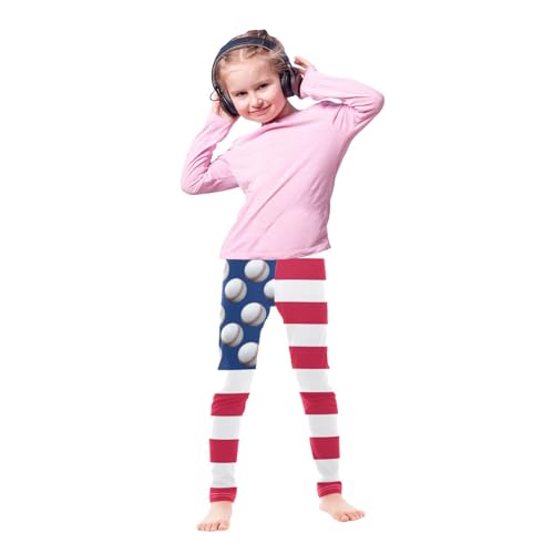 American Flag Baseball Girls Casual Leggings for Kids Printed Long Pant Bottoms Stretch and Soft4