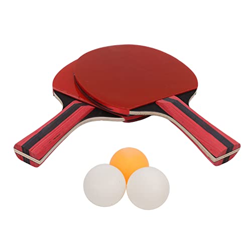 Pingpong Paddle Ball Set 2 Pcs Table Tennis Bats 3 Pcs Balls Wood Rubber Soft Sponge Racket for Training Exercise Red Complete Set Contai Pingpong Paddle Ball SetTable Tennis