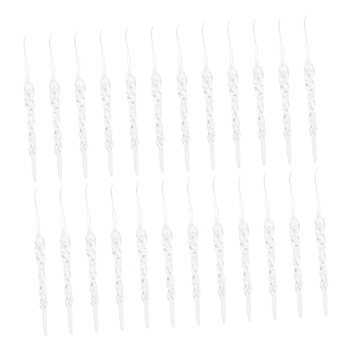 NOLITOY 24pcs Christmas Simulation Icicles Transparent Hanging Ornaments for Tree Decor Elegant Festive Decoration for Home Parties and Events