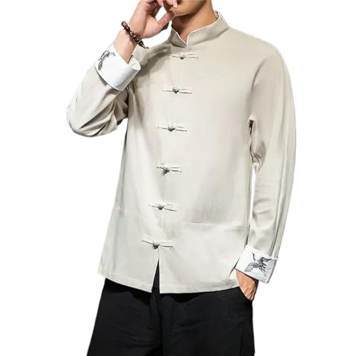 Chemise Hanfu homme haut Tang lin traditionnel de Kung Fu ample