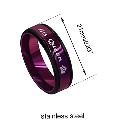 Image of Fashion 2-Tones Her King Ring, Black Blue, Matching Couples Wedding Band Engagement, Lovers Valentines Jewelry Gifts Y1314-2D (size 7)
