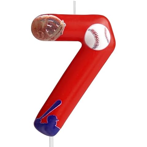 Hongplus Baseball Birthday 7th Candles Number 7 Candle Cake Topper Cupcake Toppers Red Baseball Party Decorations Happy 7th Birthday Cake Decorations for Boys Girls Kids Baseball Party Supplies Cover