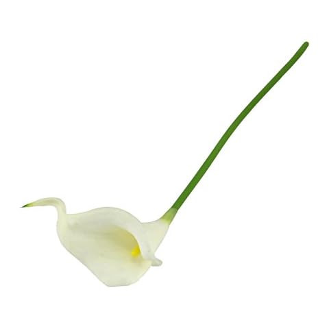 Single Premium Real Touch Calla Lilies - Artificial Silk Flowers Fake Stems[White] Cover