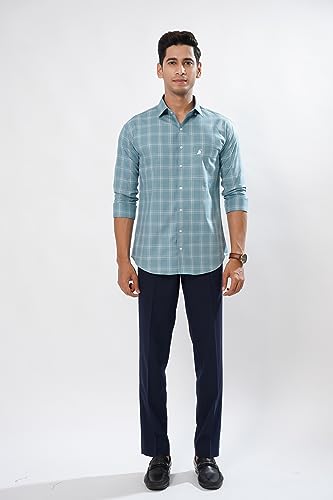 Image of Royaltail Cornflower Blue Check Oxford Cotton Premium Shirt