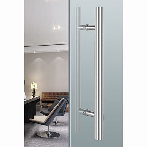 Tirador de puerta de acero inoxidable cepillado, manijas resistentes para puertas de vidrio/madera, herrajes de manija de doble empuje con arandelas (color: esmerilado, tamaño: 180 cm/70,9 pulgadas -