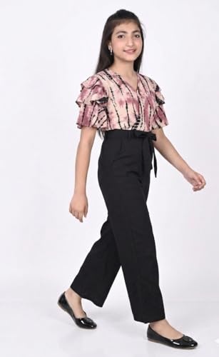 Image of Girls Flared Sleeves Printed Jumpsuit-66