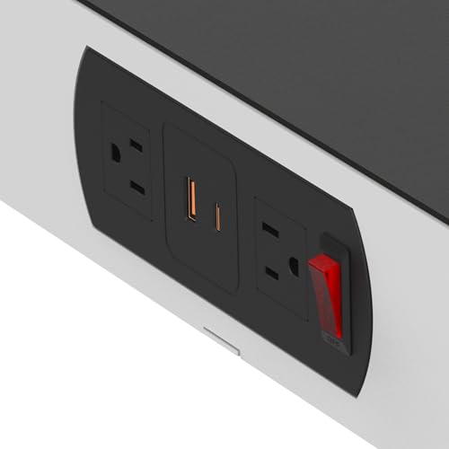 Image of Classroom Basics 123-L-LUXPWR2 LuxPower Charging Tower - 8 AC Outlets & 8 USB Ports (4 USB-A, 4 USB-C 45W), Portable Steel Frame Power Hub with Padded Top & Cord Wrap, White, 26.5 inch