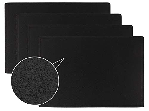 Faux-Leather-Placemats-PU-Table-Mats-Set-of-4-Waterproof-Stain-Resistant-Heat-Resistant-Non-Slip-Easy-to-Clean-for-Kitchen-Dining-TableConference-Table-C-Black-Rectangle Faux Leather Placemats PU Table Mats Set of 4 Waterproof Stain Resistant Heat Resistant Non Slip Easy to Clean for Kitchen Dining TableConference Table C Black Rectangle