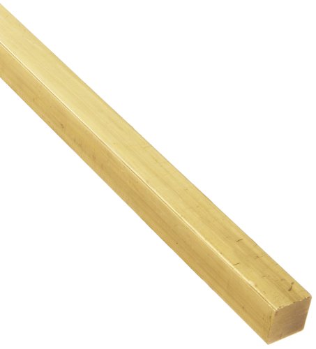 360 Brass Square Bar, Unpolished (Mill) Finish, H02 Temper, ASTM B16, 5/8