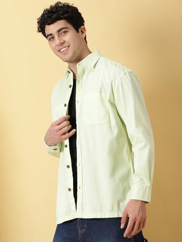 Image of Thomas Scott Men's | Solid | Full Sleeve | Oversized Fit | Cotton Blend | Spread Collar | Casual Shirt