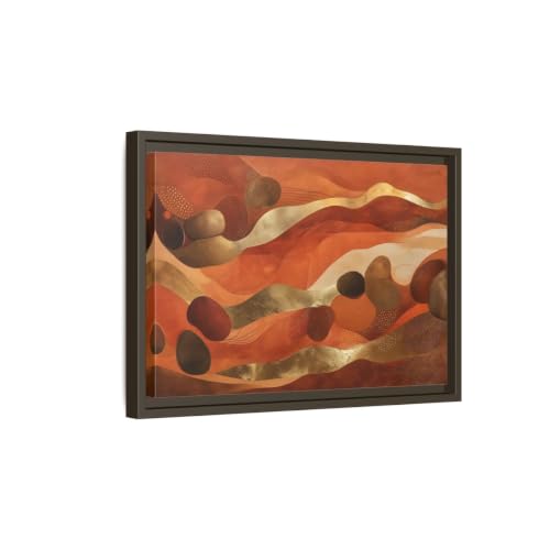 Tableau formes organiques terracotta et or 45x30 cm pour salon moderne