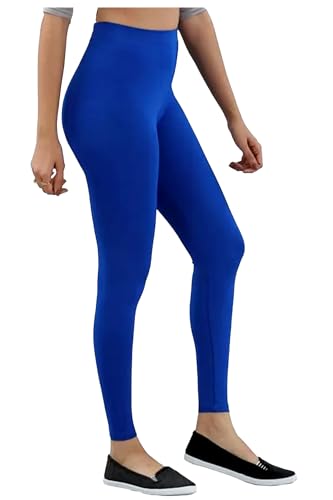 Image of H2 Women's Comfortable Cotton Blend Leggings - Ankle Length, Versatile (in, Alpha, S, Regular, Royale Blue)