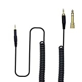SPTSSWET ATH-M50x Replacement Cable Compatible with Audio-Technica ATH-M40x M60x M70x M50x Coiled Aux Cord 3.5mm(1/8') Extension Wire with 6.35mm(1/4') Adapter, 4ft extends to 10ft