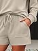 LILLUSORY Lounge Sets for Women Sweat Matching Two Piece Short Set Sweatsuits 2 Piece Pajama Casual Fall Fashion Outfits 2026 Clothes with Pocket Khaki XL