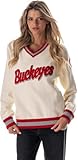 Ohio State Buckeyes NCAA Officially Licensed Premium Jacquard V-Neck Sweater, Small Cream