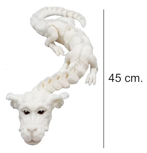 Genérico Bewegliche Figur, weißer Glücksdrache, 45 cm, bewegliche Drachenfigur, Spielzeug für Sammler, Dekoration und originelles Geschenk, Lucky Dragon flexibel, Falkor, Fujur