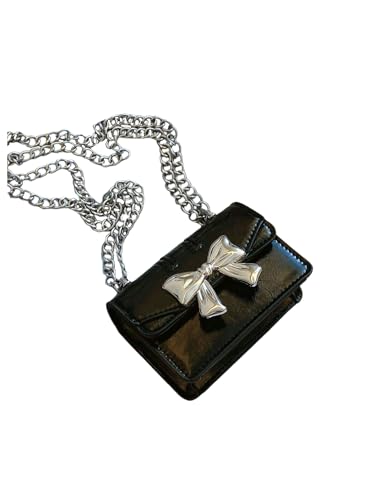 Women's Bow Knot Chain Cross Body Handbag Flap Mini Squared Shoulder Bags