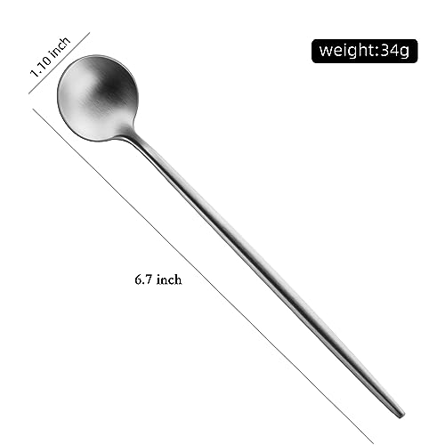 Dehov T-2868 4 Pcs 6.7 Inches Stainless Steel 18/10 Coffee Spoons,Matte Finish Ss 304 Long Handle Coffee Stirring Spoon,Iced Tea Spoon,Espresso Mixing Spoons,Cute Dessert Spoon,Tea Spoon thumb #1