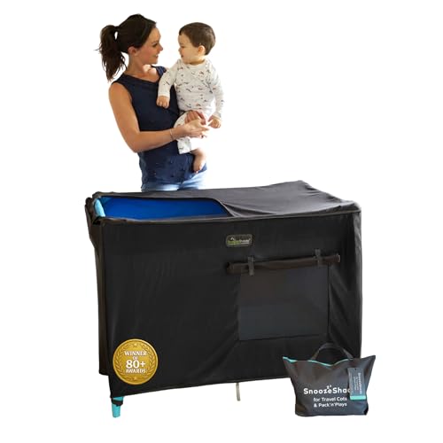SnoozeShade Pack n Play & Travel Crib Blackout Cover | Blackout Crib Cover & Pack and Play Black Out...
