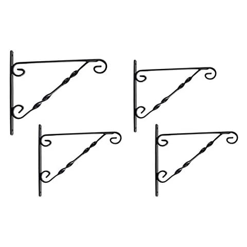 forestfox SET 4 HANGING BASKET WALL BRACKETS SUIT 12" TO 14" DIAMETER.GARDEN PATIO FLOWER Cover