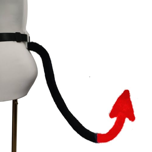 QUICOMO Demon Tail Furry Succubus Tail Wire Plush Belt Tail Anime Cosplay (T Black Red) — view 2