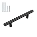 3.5 Cabinet Pulls Black Cabinet Handles 10 Pack - homdiy HD201BK Euro Bar Cabinet Handles Black Drawer Pulls T Knob Cabinet Pulls Metal Drawer Handles for Bathroom Cabinets, Bedroom Closet, Wardrobe