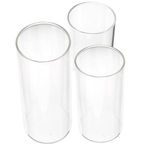 SHERCHPRY Lot de 3 Porte-Bougies Piliers en Verre Transparent Cylindrique, Abat-Jour Coupe-Vent, Tailles 47x60/47x90/47x120 Mm, Bougeoirs Décoratifs pour Maison,...