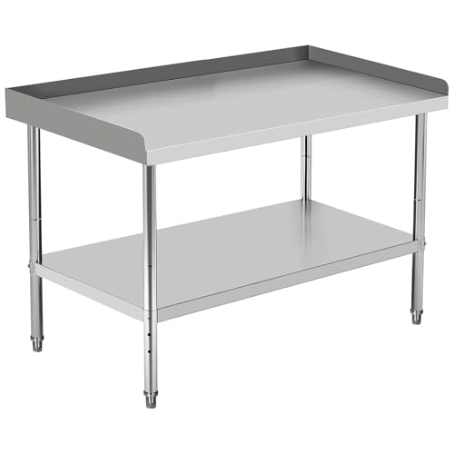 Image of GarveeTech 60x24x30 in Stainless Steel Equipment Grill Stand Table 400 LBS Capacity NSF Certified with Adjustable Legs, 2 in Edge Baffle, for Hotel, Home, Commercial Restaurant Kitchen