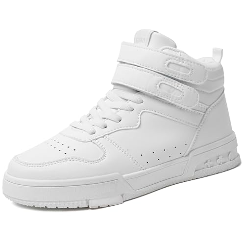 Women's High Top Fashion Basketball Ankle Boots Walking Tennis Shoes Platform Hook and Loop Casual Faux Leather Hidden Heels Sneaker