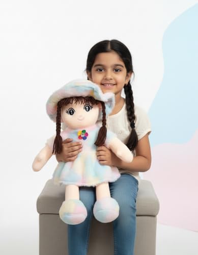 Image of Rainbow Soft Doll for Kids Plush Girl Doll with Hat & Heart Design | Ultra Soft Stuffed Toy for Girls & Toddlers (70 CM)