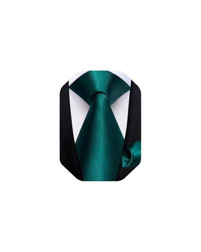 Image of DiBanGu Mens Solid Color Tie and Pocket Square Set Woven Silk Plain Necktie & Handkerchief for Men Wedding Party Formal