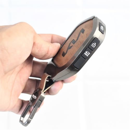 Image of Metal Car KeyCover for New Seltos 2026 | Syros | EV6 EV9 - 4 Button Smart Key (Metal Leather)