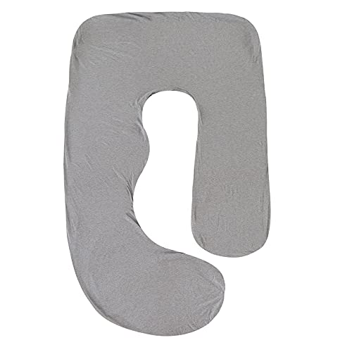 SHANNA Funda de almohada de maternidad, funda de almohada de embarazo en forma de J, funda de repuesto lavable a máquina (gris claro)
