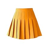 ZHANCHTONG Women's High Waist A-Line Pleated Mini Skirt Short Tennis Skirt (Gold,M)