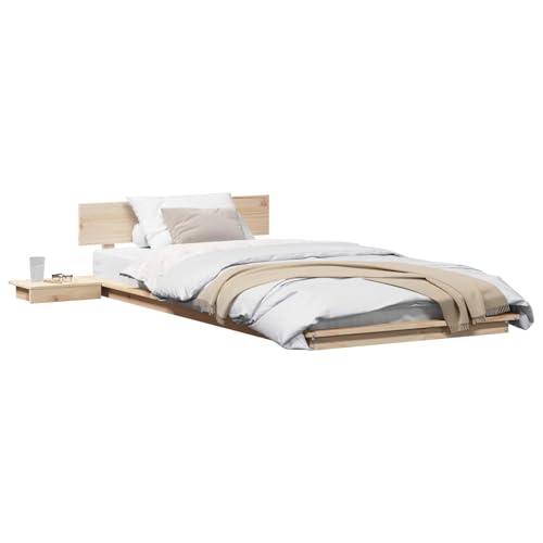vidaXL Estructura de Cama Marrón 90 x 190 cm Madera, Decoración de Dormitorio Moderna, Cama Rectangular con mesita, Muebles de Madera, Estilo Minimalista