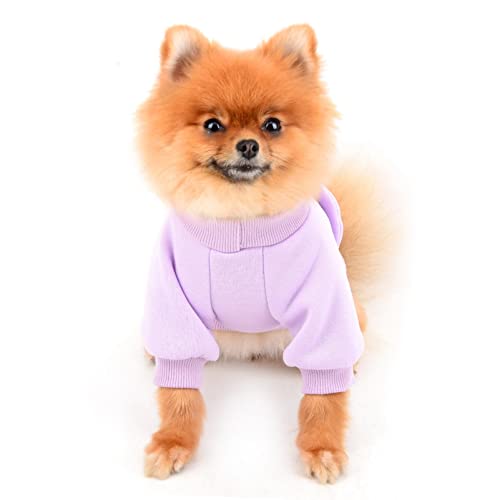 SMALLLEE_LUCKY_STORE Puppy Fleece Sweatshirt Pullover Jumper Sweater Cute Bear with Ears for Small Medium Dogs Cat Boy Girl Yorkie Chihuahua Kitten Warm Autumn Winter Clothes,Purple,S - Image 3