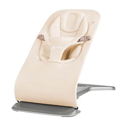 Image of Ergobaby Evolve 3-in-1 Bouncer Seat for Babies and Toddlers 5.5-25 lbs | Multi Position Baby Rocker Seat with Adjustable Heights, Secure Harness, Newborn Insert, Mesh Cream