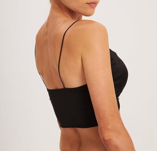 SilRiver Women's Spaghetti Strap Silk Tank Top Padded Workout Going Summer Crop2