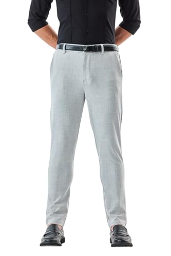 Image of SNITCH Men Formal Trousers | Tailored Pleated Design with Regular Fit & Smooth Texture | Premium Polyester Blend for Office, Meetings & Special Occasions