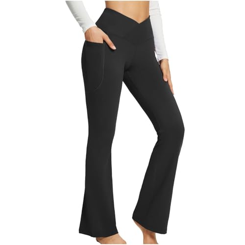 Pantalon de yoga évasé taille haute legging fitness stretch à jambes larges pour femme